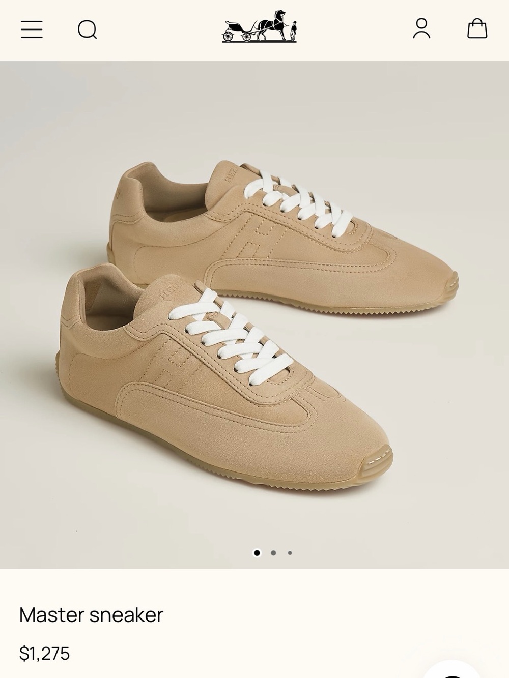 Hermes Master Sneaker in Beige with White Laces